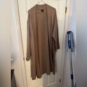 Tan Long Open Cardigan